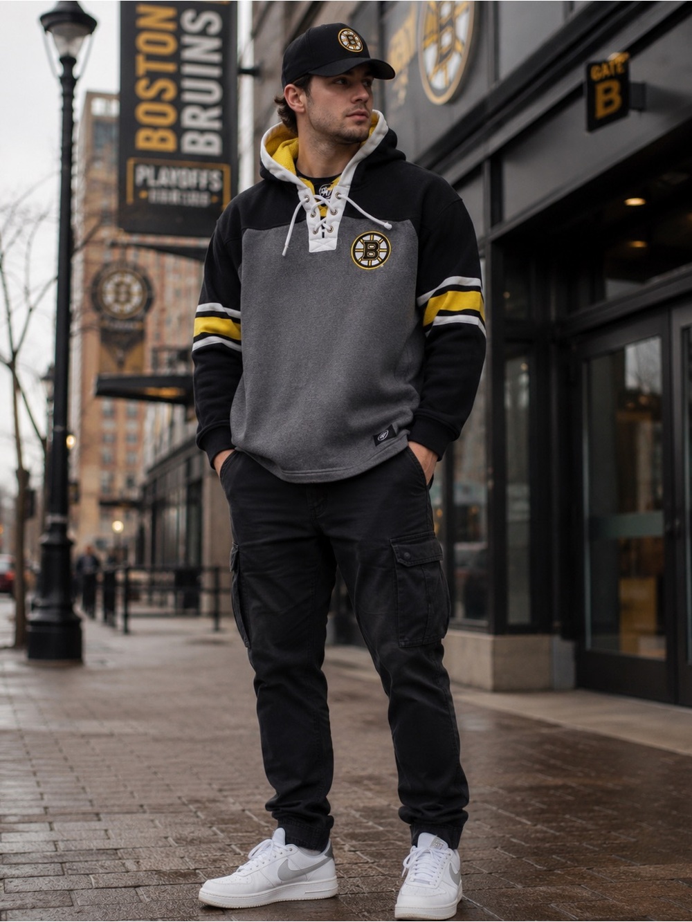 47 Boston Bruins XL Lacer Hoodie Sweatshirt Vintage